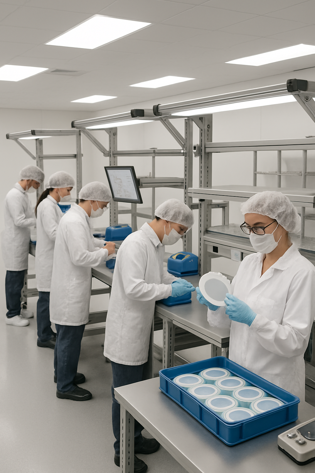 Cleanroom line or metal adjustable workstations that better represent smart processes for people who build lifesaving products-1